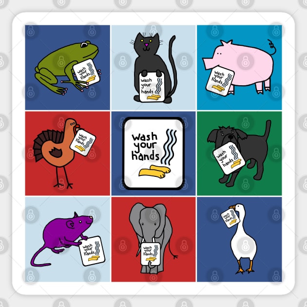 Cute Animals say Wash Your Hands Sticker by ellenhenryart